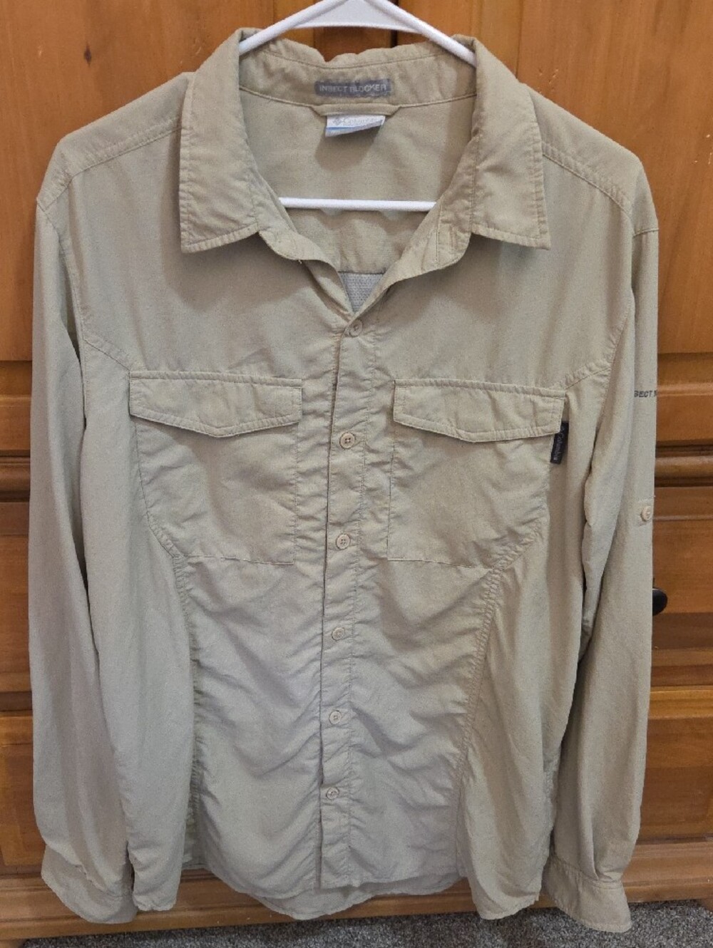 Columbia Khaki Button-Down Casual Long Sleeve Shirt Large